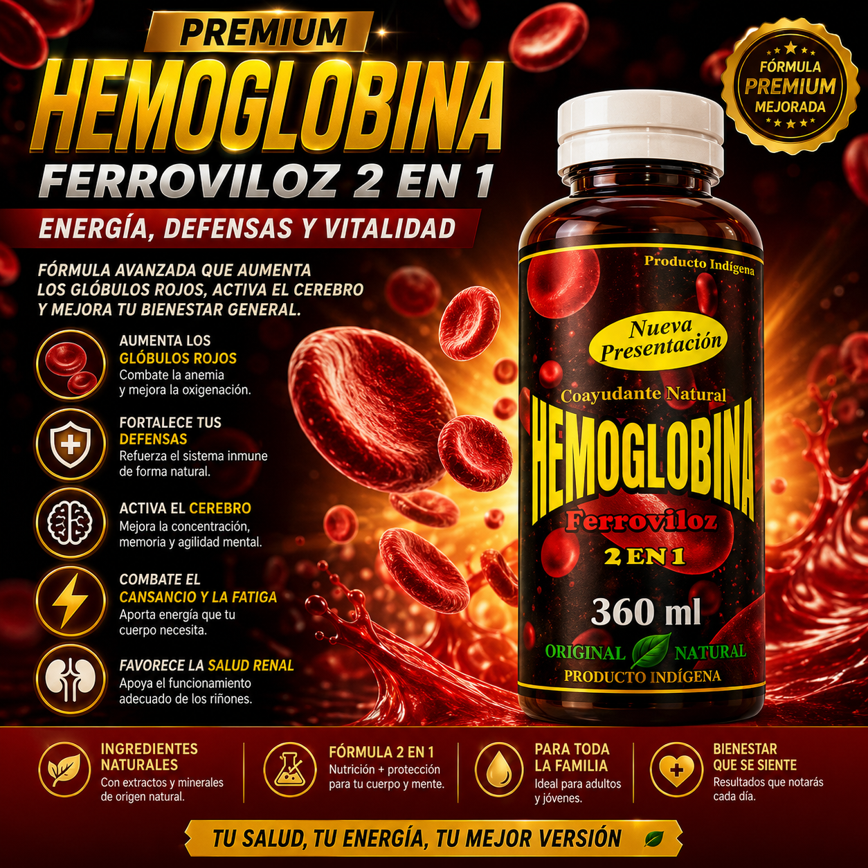 Hemoglobina Ferroviloz 2 en 1 Mafloz